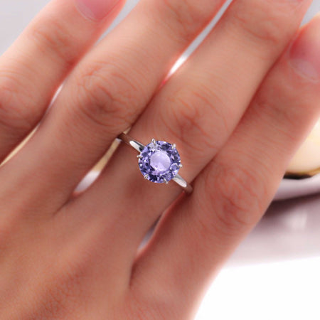 Giliarto 3 Carat Purple Sapphire Stone 14K White Six Prong  Promissory  Gold Ring