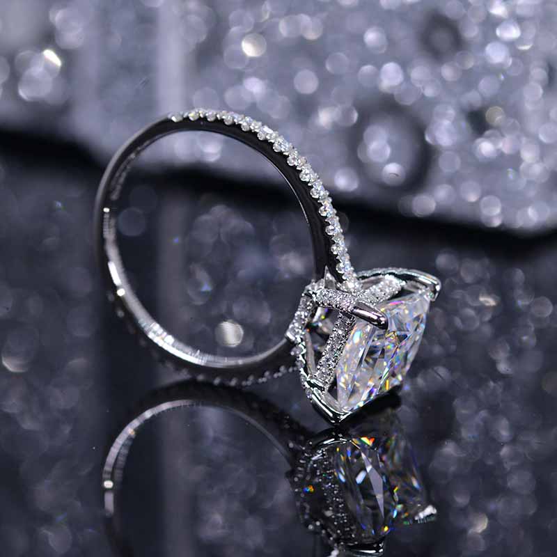 Carat Princess Cut Moissanite Giliarto Hidden Halo Gold Engagement R