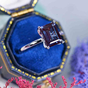 3 Carat  Setting Emerald Cut Alexandrite 14K White Gold Engagement Ring