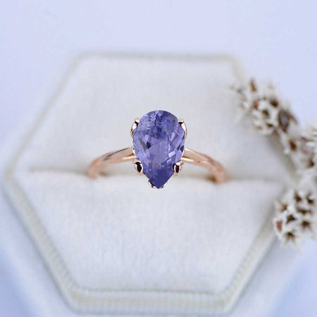 3 Carat Pear Shaped Purple Sapphire Engagement Ring