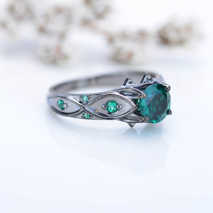 Diamond Accented Bezel Preset Emerald Celtic Engagement Ring 14k Yellow  Gold (1.06ct)
