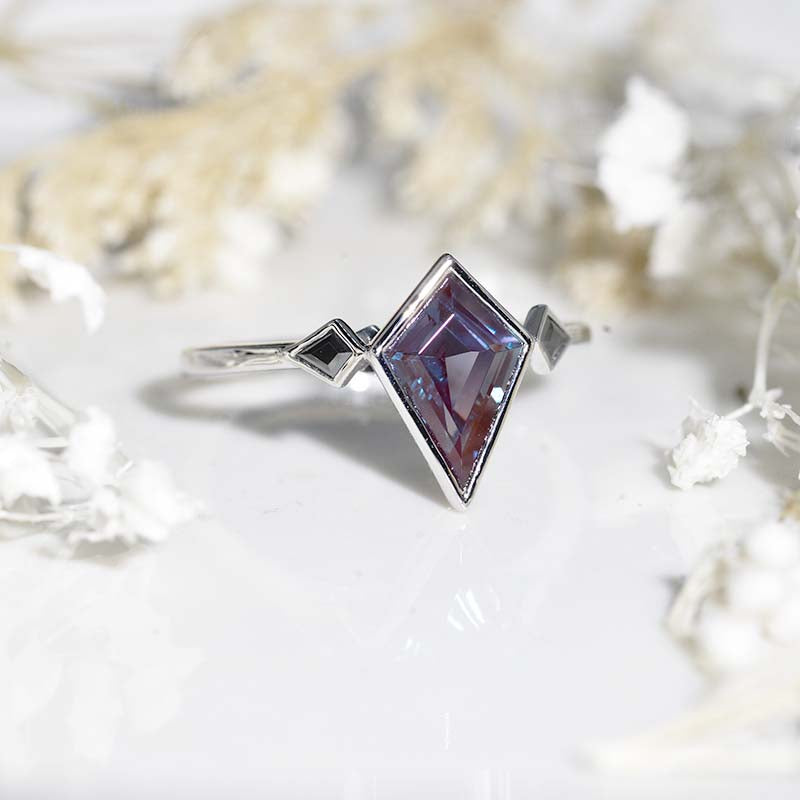 2.5 Carat Fancy Kite Shield Alexandrite  Engagement Ring.  Non Traditional Alexandrite Ring