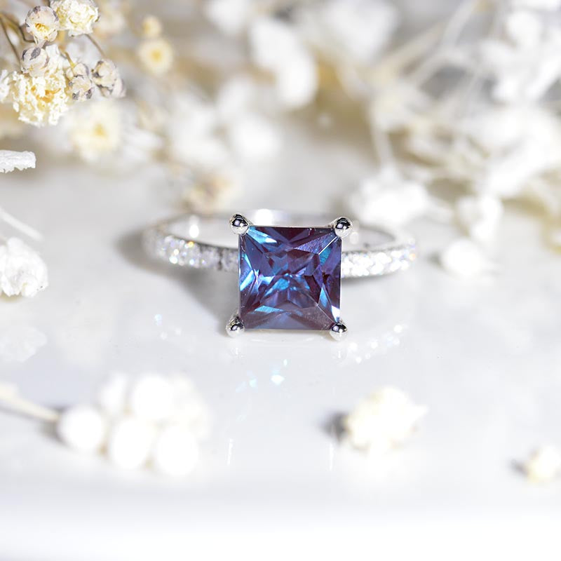 2 Carat Princess Cut Alexandrite Giliarto Engagement Ring