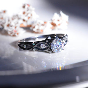 14K Black Gold Moissanite Celtic Engagement Ring