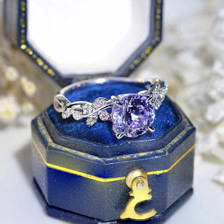 Lavender Purple Sapphire Floral White Gold Engagement Ring