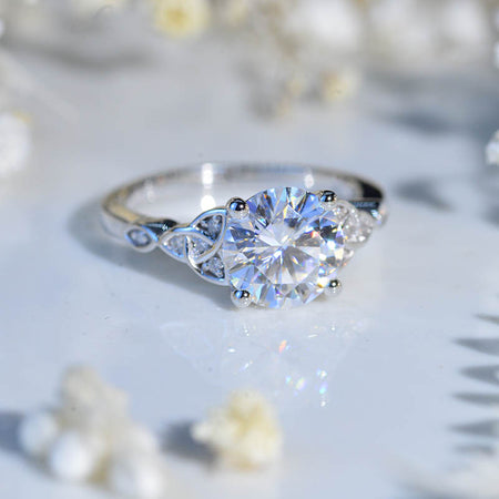 2 Carat Moissanite Celtic Engagement Ring 14K White Gold