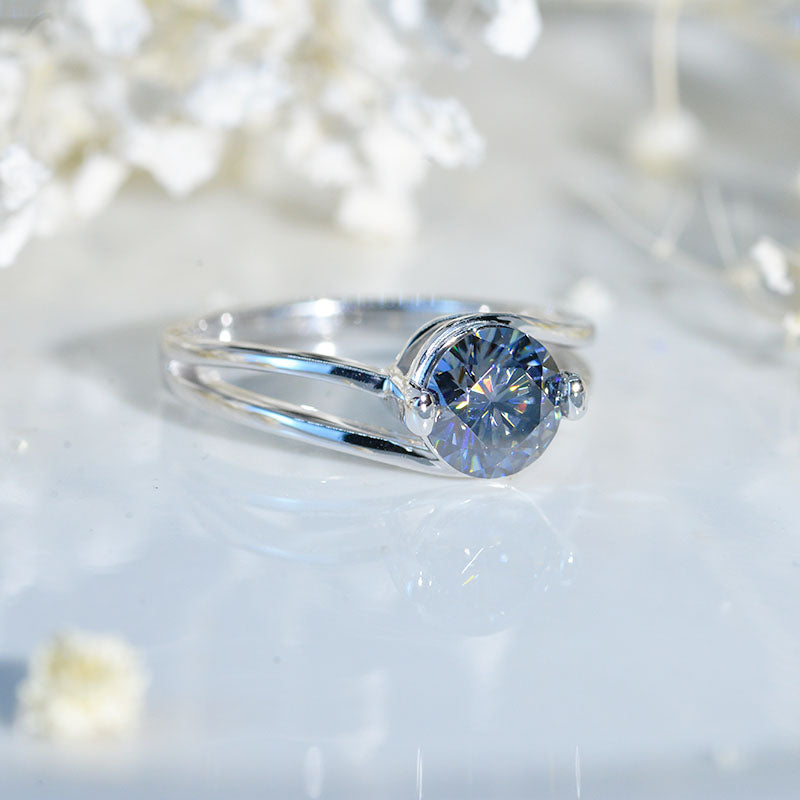 1 Carat Giliarto Gray Moissanite White Gold Engagement Ring