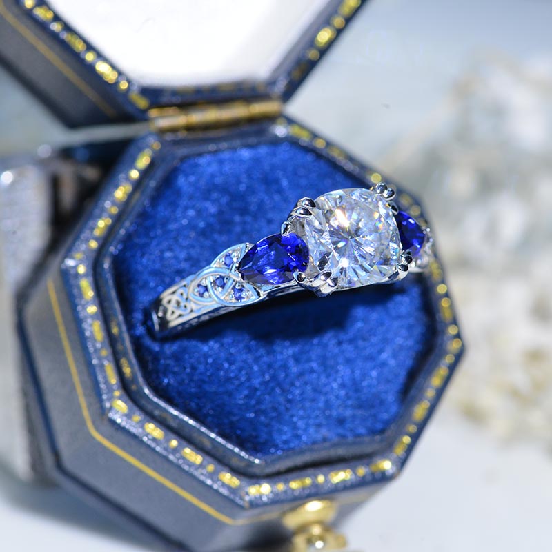 2 Carat  Lab Grown Diamond 14K Gold  Engagement Ring Custom Celtic Design