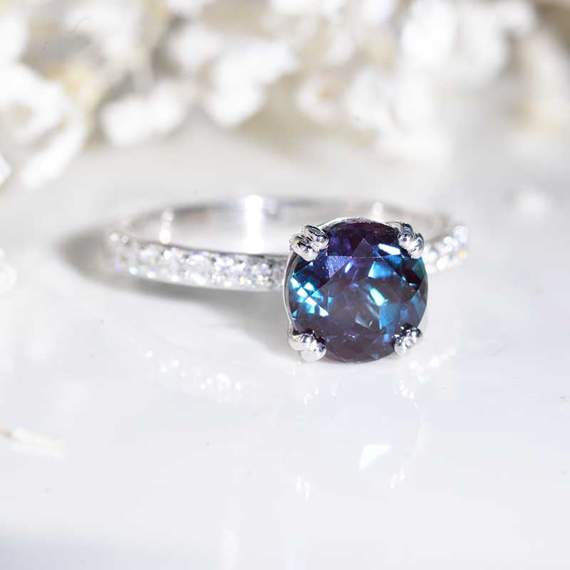 2 Carat Alexandrite Accented Platinum Anniversary Ring Model 69