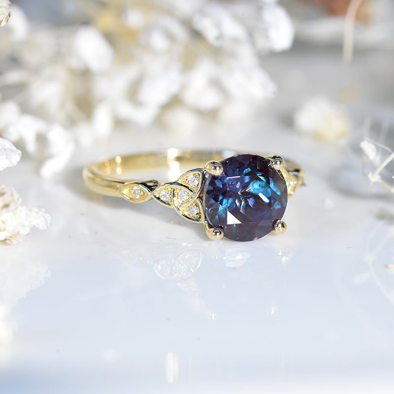 2 Carat Alexandrite Celtic Engagement Ring 14K Yellow Gold  Model 752-8