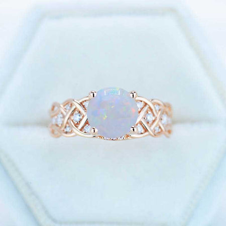 White Opal Giliarto Rose Gold Engagement Ring