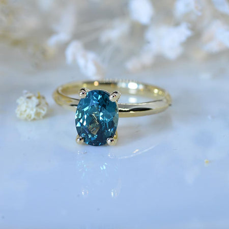 1 Carat Teal Sapphire 14K White Gold Engagement Promissory Ring