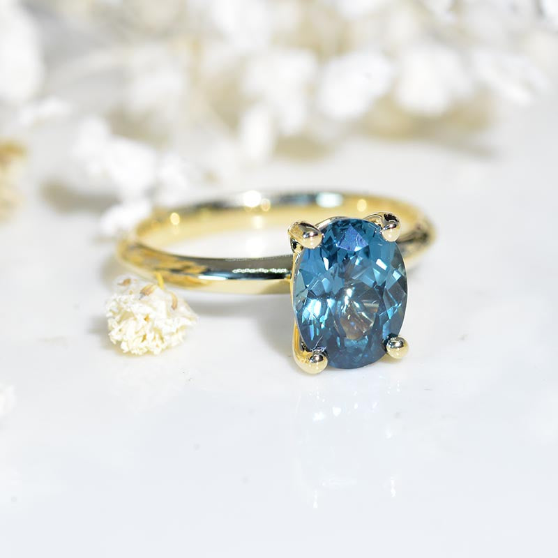 1 Carat Teal Sapphire 14K White Gold Engagement Promissory Ring