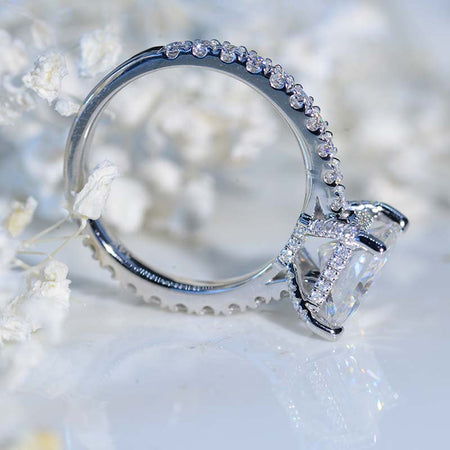 3 Carat Princess Cut Moissanite Giliarto Hidden Halo Gold Engagement Ring