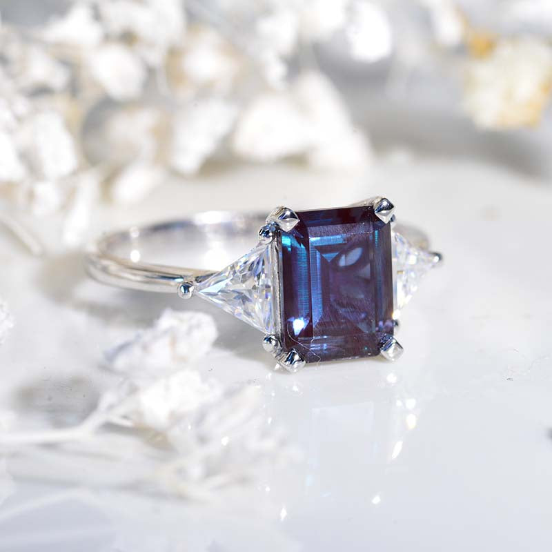 3 Carat Emerald Cut Alexandrite Engagement Ring Model 501-9x7
