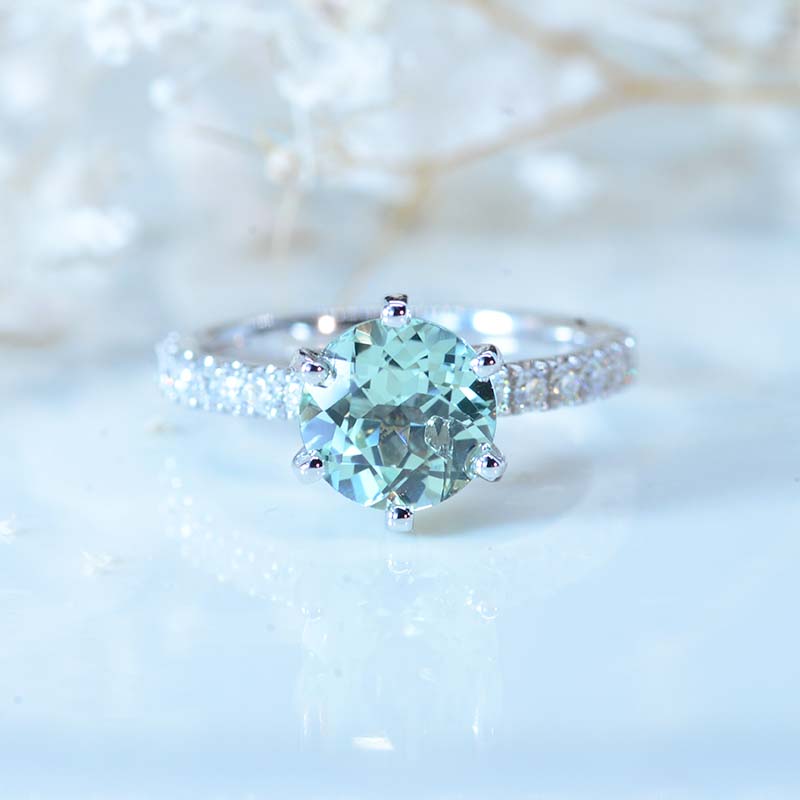 2 Carat Six Prongs Mint Sapphire White Gold Engagement Ring Model 599-8