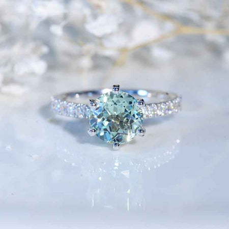 2 Carat Six Prongs Mint Sapphire White Gold Engagement Ring Model 599-8