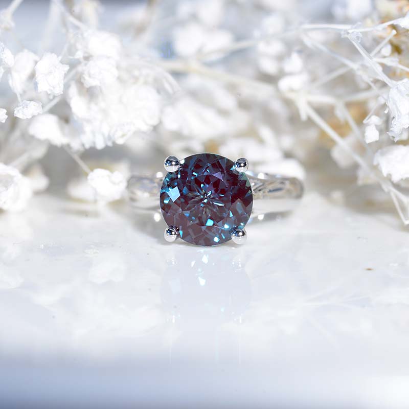 2.6 Carat Fancy Color Blue Alexandrite Ring