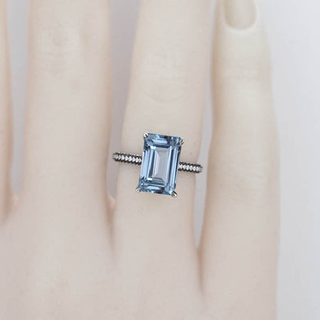 4ct Radiant Cut Aquamarine Black Gold Engagement Ring