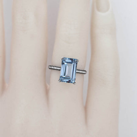 4ct Emerald Cut Aquamarine Black Gold Engagement Ring