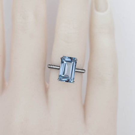 4ct Radiant Cut Aquamarine Black Gold Engagement Ring