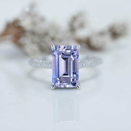 4ct Emerald Cut Purple Sapphire Engagement Ring