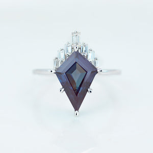 2 Carat Kite Alexandrite Halo Silver Engagement Ring