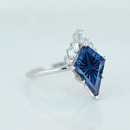 2 Carat Kite Fantasy Cut Alexandrite Halo 14K White Gold Engagement Ring