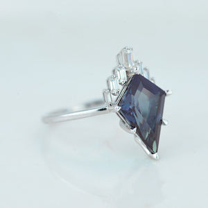 3 Carat Kite Alexandrite Halo Silver Gold Platinum Engagement Ring