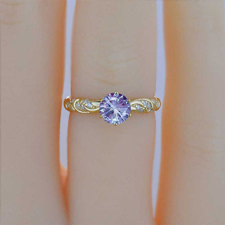 Fireworks Cut Alexandrite Gold Ornaments Engagement Ring