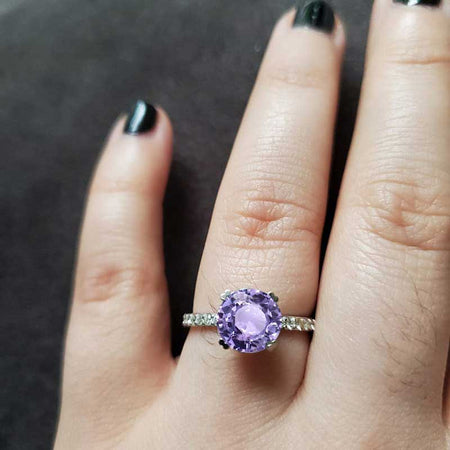 2 Carat Round Purple Sapphire Ring