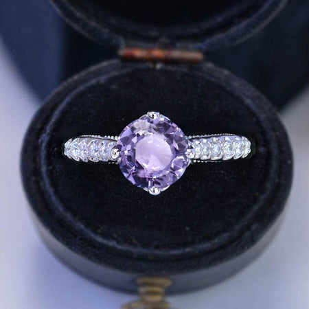 Purple Sapphire Engagement  White Gold Ring Classic Customized Design Your Own Ring