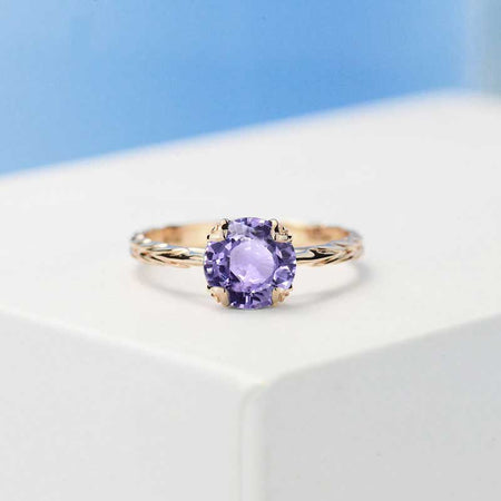 2 Carat Purple Sapphire Engagement Rose Gold  Ring
