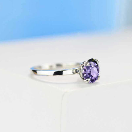 2 Carat Purple Sapphire Double Prongs Engagement Ring
