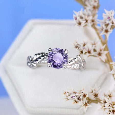 2 Carat Dark Purple Sapphire Twig  Engagement Ring