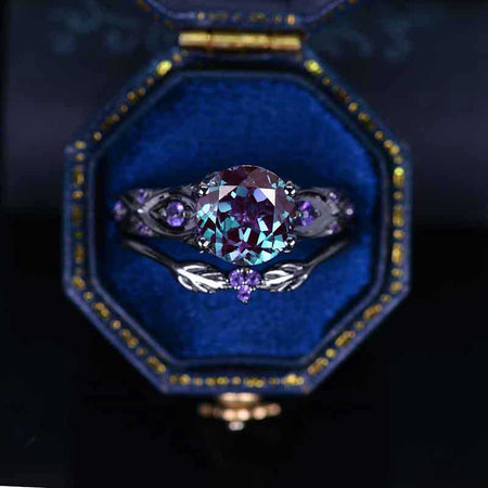 14K Black Gold 2 Carat Alexandrite Celtic Engagement Ring