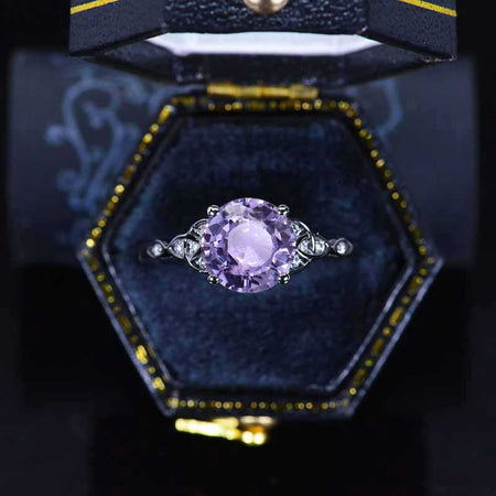 2 Carat Purple Sapphire Celtic Engagement Black Gold Ring