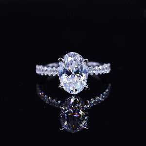 5 Carat Oval Cut Giliarto Moissanite Hidden Halo White Gold Engagement Ring