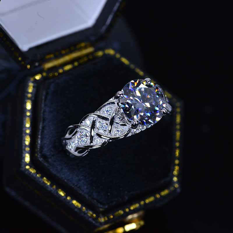 2.0 Carat Dark Gray  Moissanite  Engagement Ring