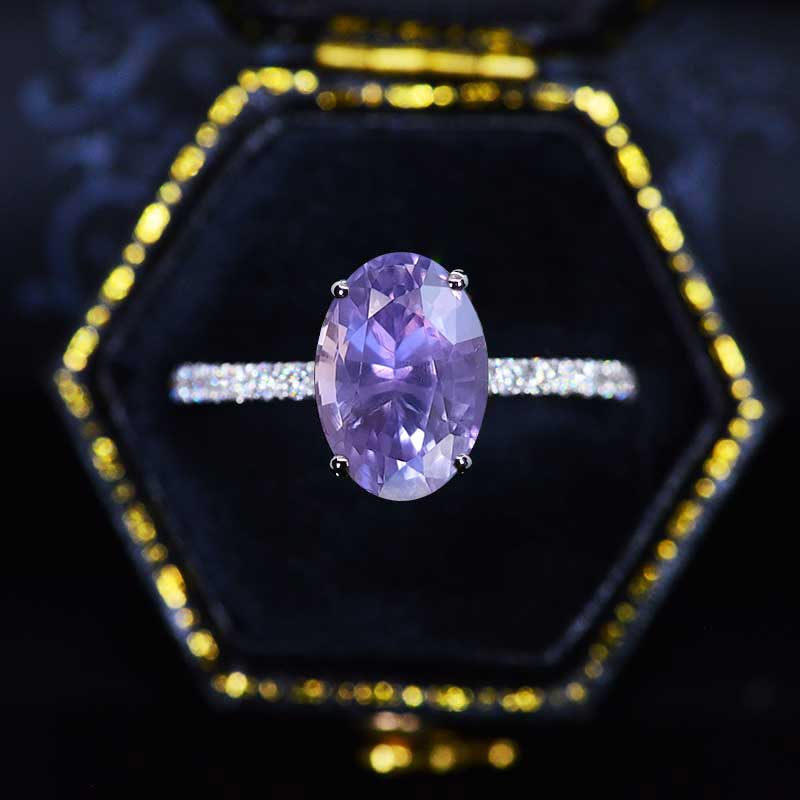 Carat Oval Purple Sapphire Double Hidden Halo Engagement Ring