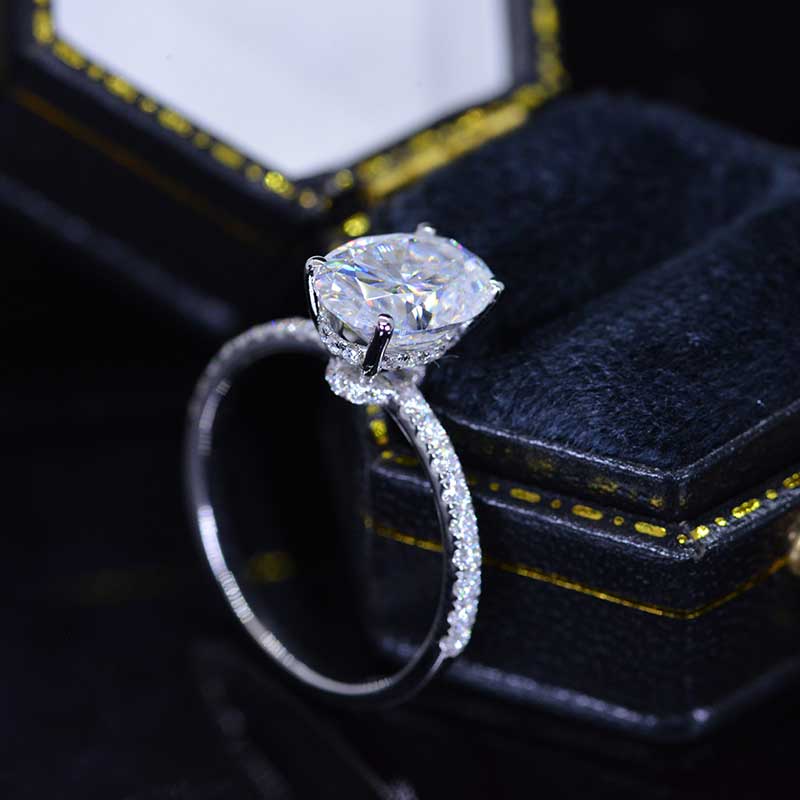 3 CT Oval Cut Colorless Moissanite Engagement Ring Set Wedding