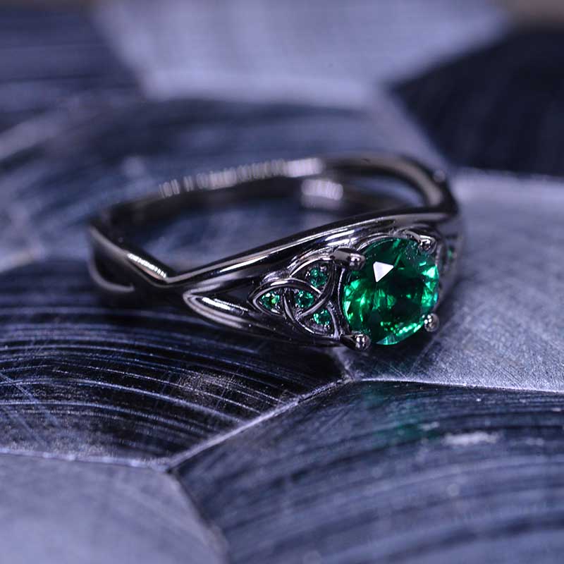 Celtic Wolf Ring with Emerald, Solitaire Emerald Engagement Ring, Celtic  Engagement Ring, Emerald Engagement Ring, Wolf Wedding Ring, 9009