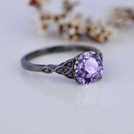 2 Carat Purple Sapphire Celtic Engagement Black Gold Ring