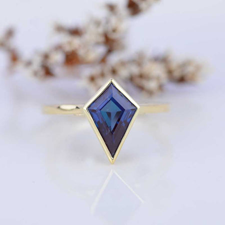 3 Carat Kite Alexandrite Bezel Solitaire Engagement Ring