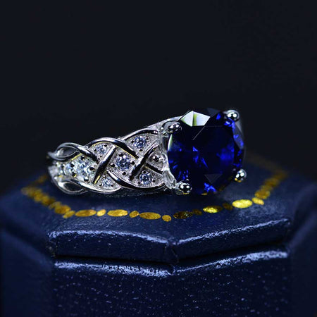 2 Carat Blue Sapphire Gold Giliarto Engagement Ring