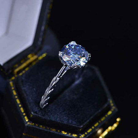 2 Carat Dark Gray Blue Moissanite 14K White  Gold Engagement Ring