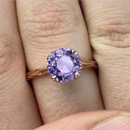 2 Carat Purple Sapphire 14K White Gold Engagement Ring