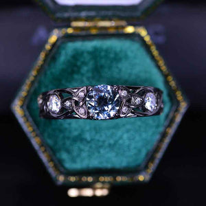 Teal Sapphire Celtic Engagement Ring 14K Black Gold
