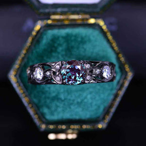 Alexandrite Celtic Engagement Ring 14K Black Gold