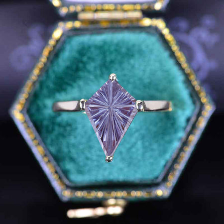 2.5 Carat Kite Fireworks Cut Alexandrite Solitaire Engagement Ring